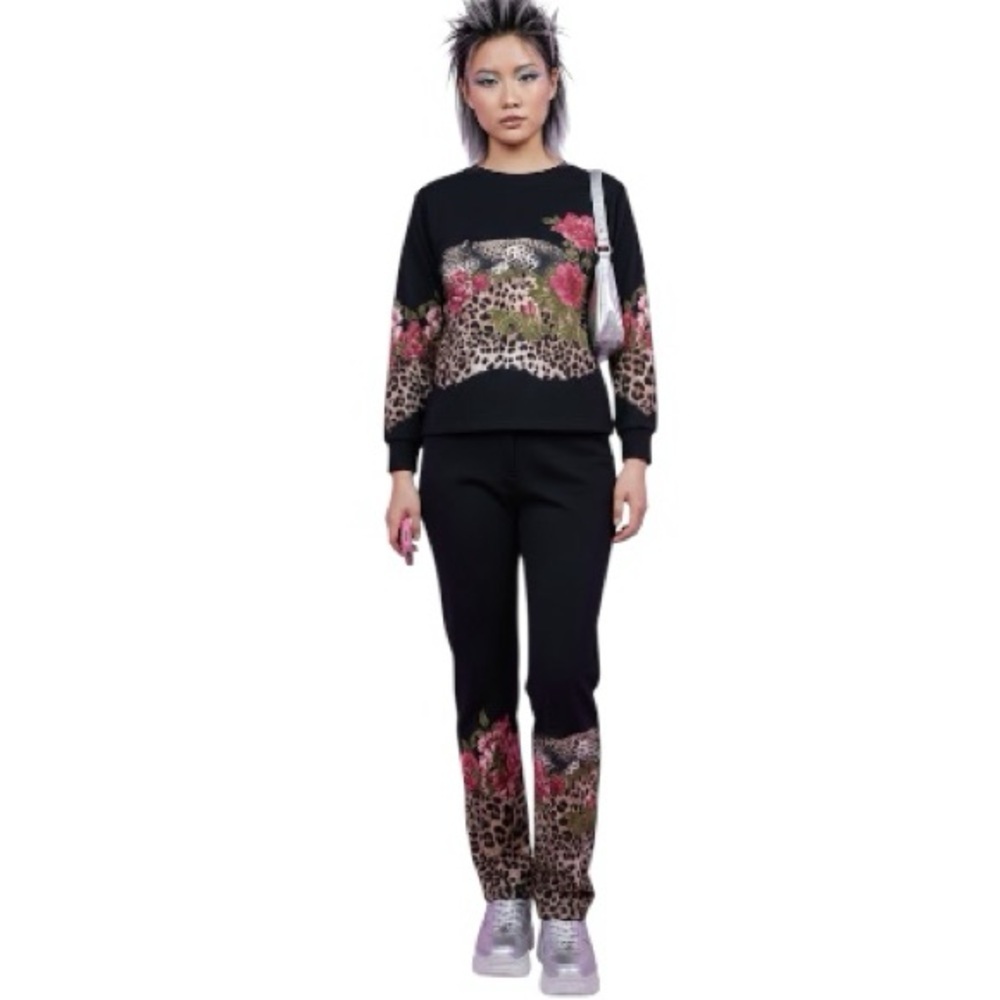 Olsen NEW Vintage Stretch Animal Print Floral Pants High Waist Jean Cotton Zip